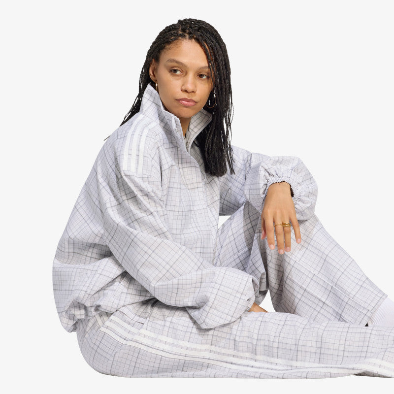 adidas Blousy Check Track Top Dash Grey