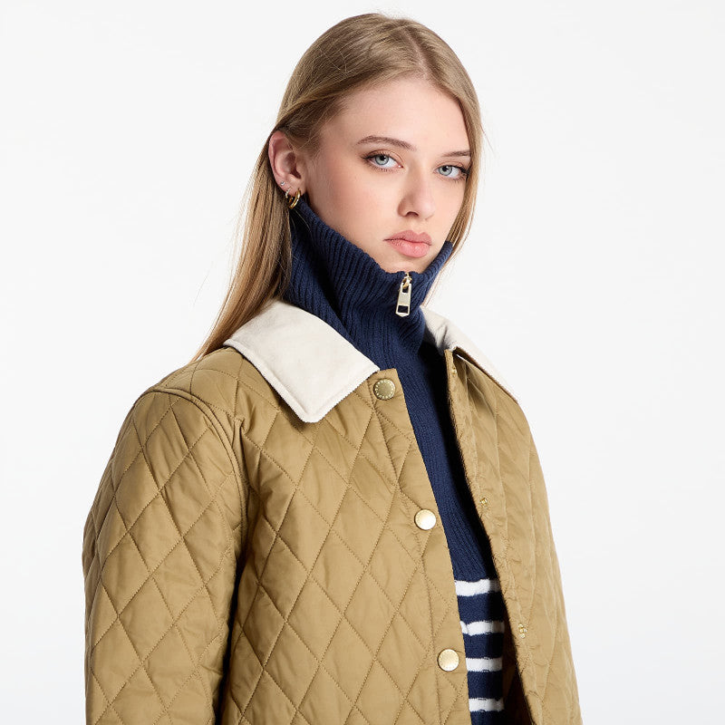 Barbour Icons Cropped Liddesdale Quilted Jacket Sand/ Dress/ Pearl
