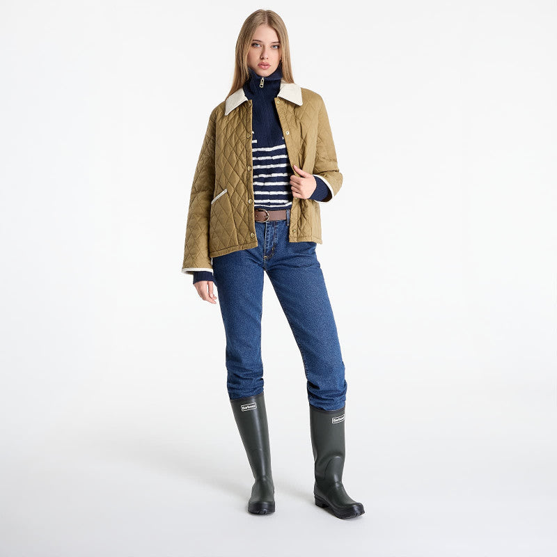 Barbour Icons Cropped Liddesdale Quilted Jacket Sand/ Dress/ Pearl