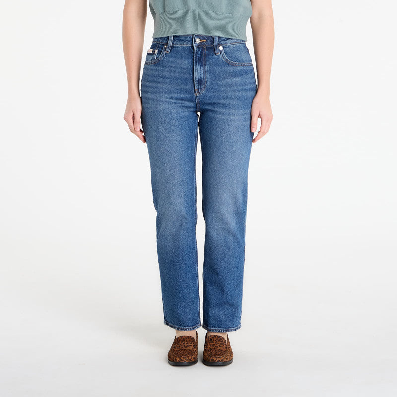 Jeansy Calvin Klein Jeans High Rise Straight Short Jeans Blue