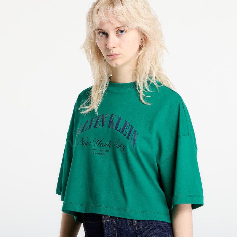 Calvin Klein Jeans Ss Cropped Boxy Heri Tee Green