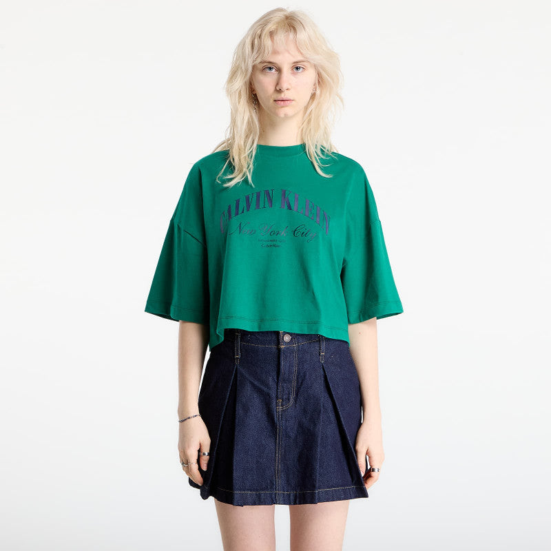 Calvin Klein Jeans Ss Cropped Boxy Heri Tee Green