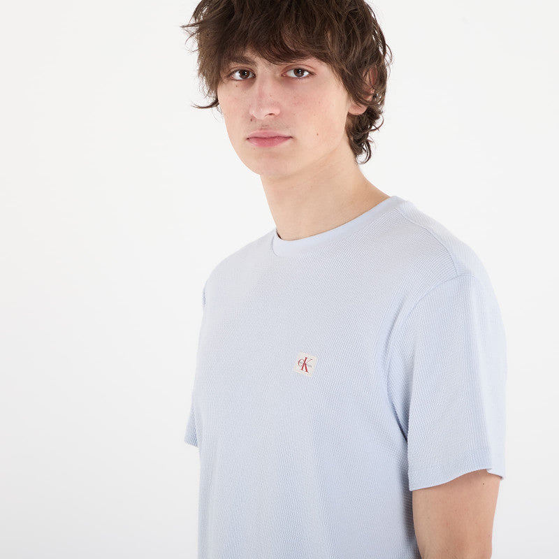 Calvin Klein Jeans Ss Waffle Badge Crew Tee Blue