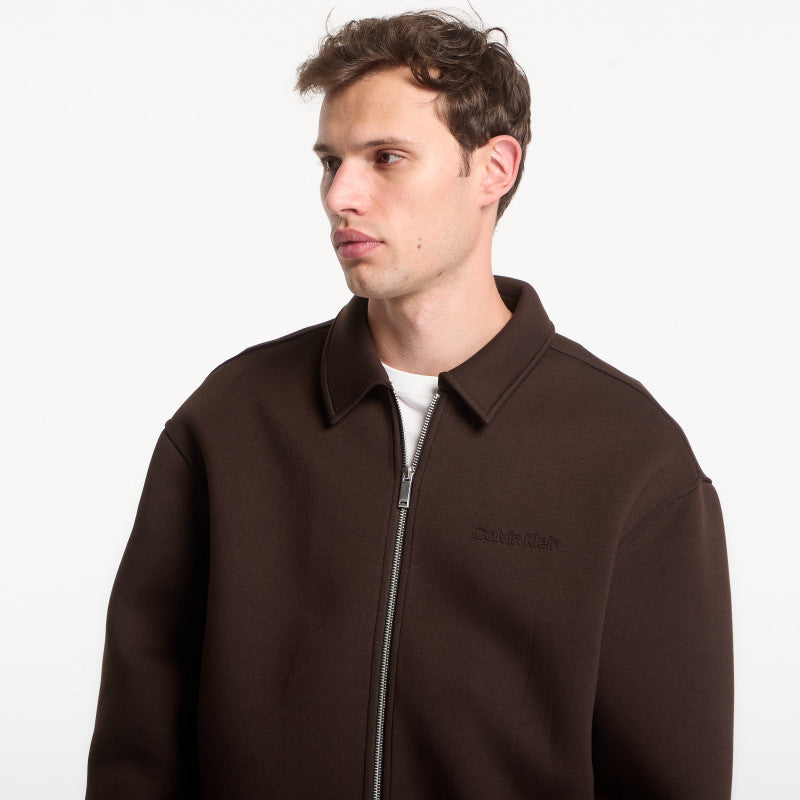 Calvin Klein Ls Cooling Spacer Fz Shirt Jacket Dark Coffee