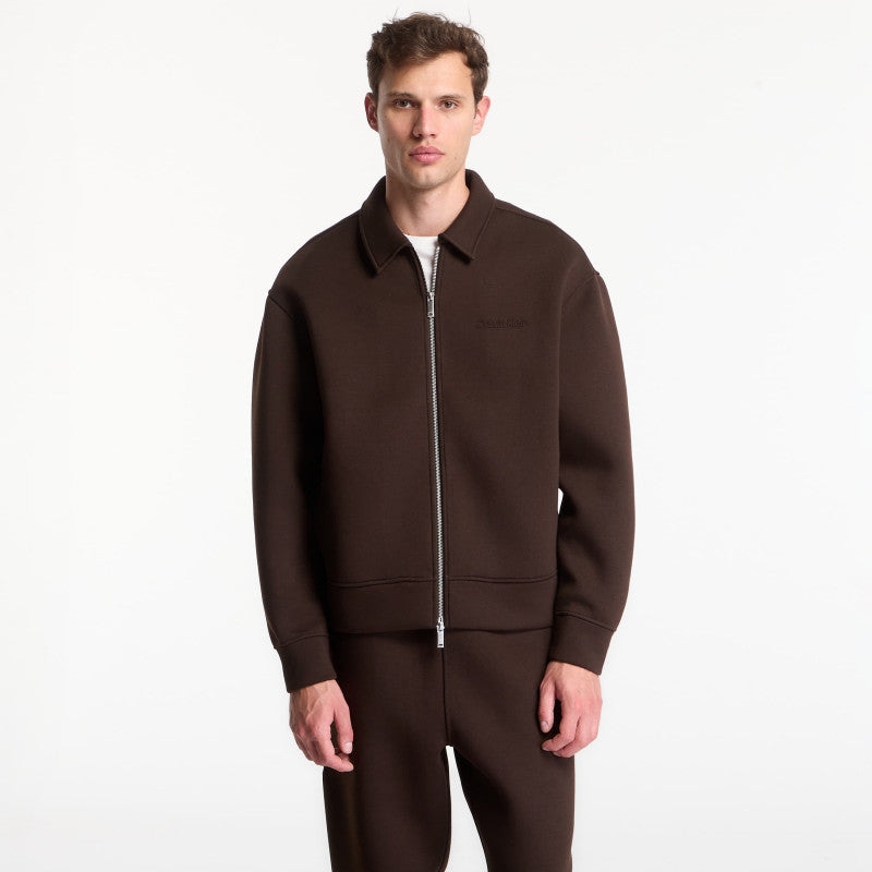 Calvin Klein Ls Cooling Spacer Fz Shirt Jacket Dark Coffee