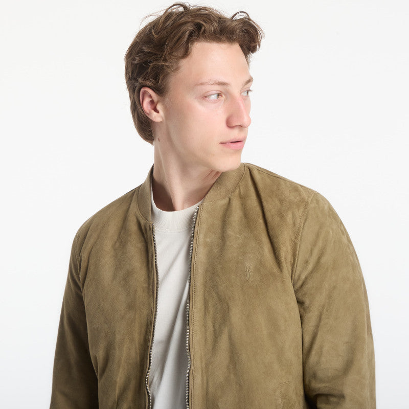 AllSaints Morten Suede Bomber Olive Green