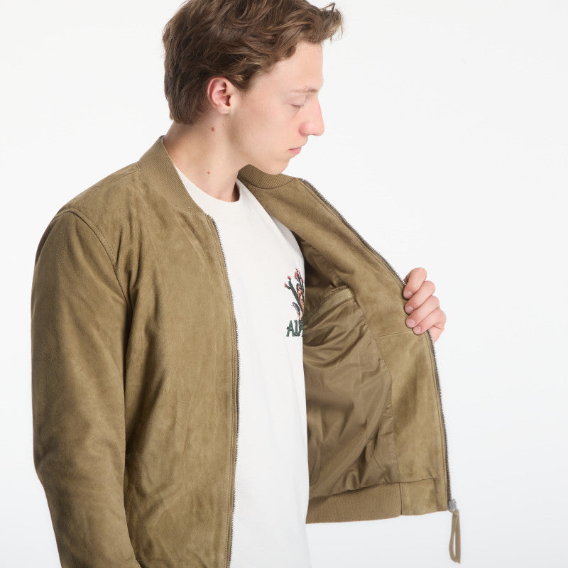 AllSaints Morten Suede Bomber Olive Green