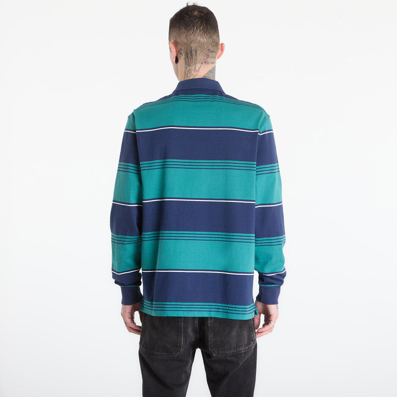 FRED PERRY Heavyweight Striped Polo Shirt Tennis Blue