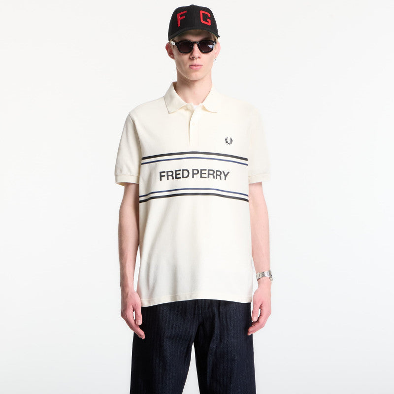 Fred Perry Fred Perry Graphic Polo Shirt Ecru