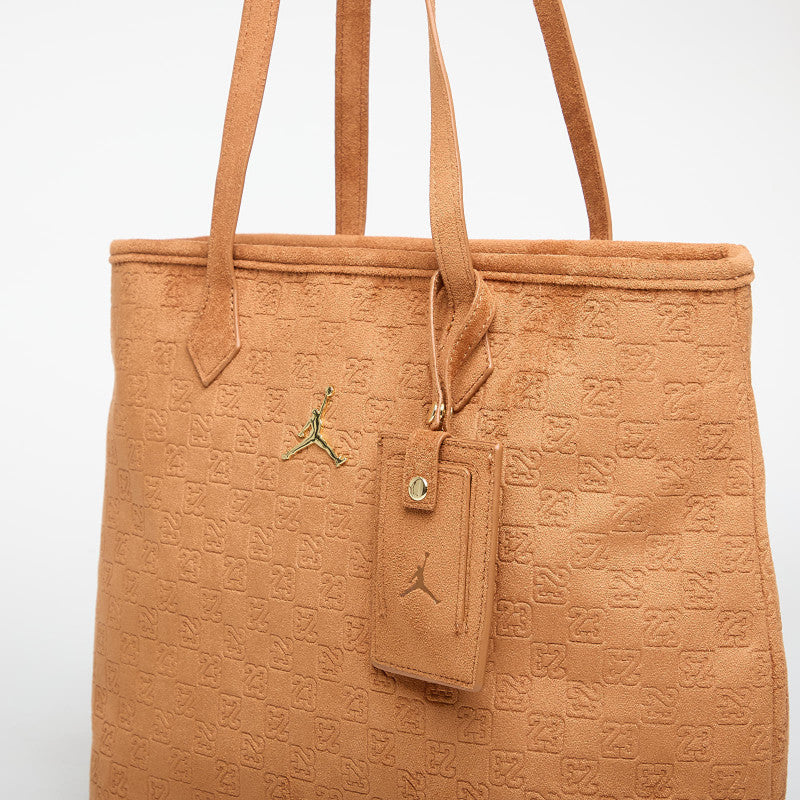 Jordan Jam Suede Monogram Tote Cognac