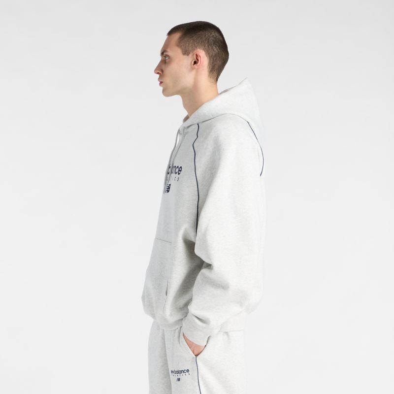 New Balance Linear Graphic Fleece Hoodie Ash Heather