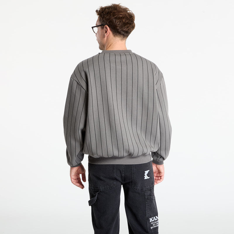 Karl Kani Autograph Pinstripe Sweat Os Crewneck Grey