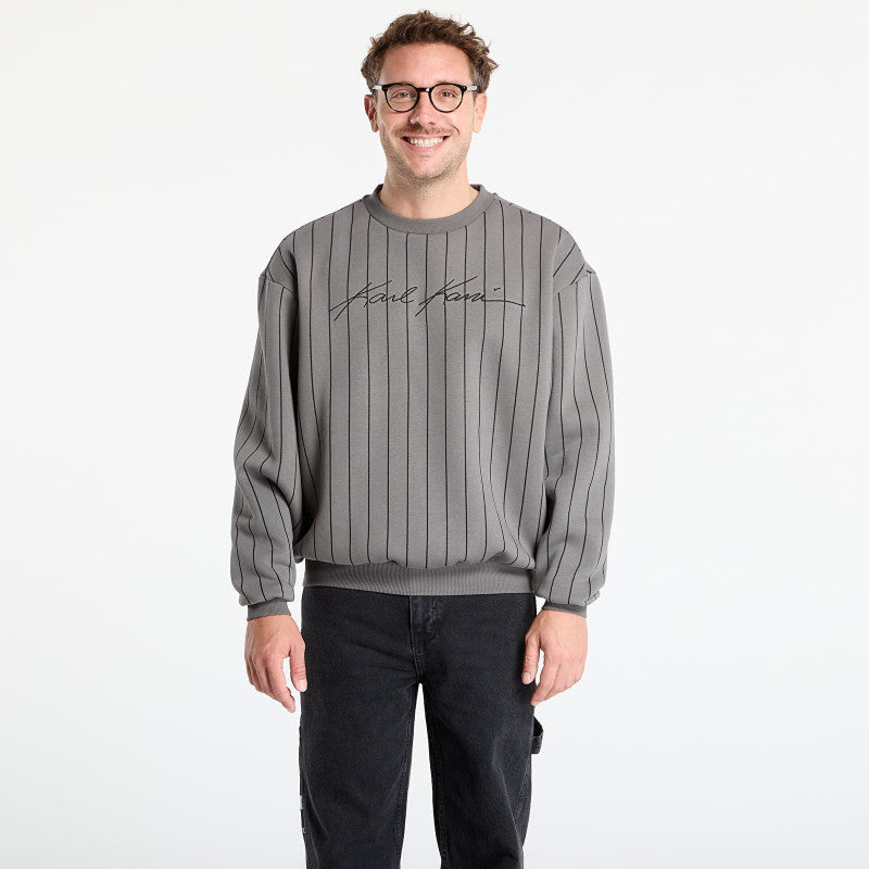 Karl Kani Autograph Pinstripe Sweat Os Crewneck Grey