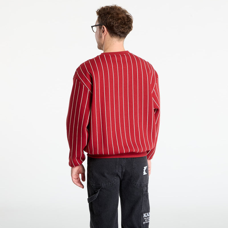 Karl Kani Autograph Pinstripe Sweat Os Crewneck Red