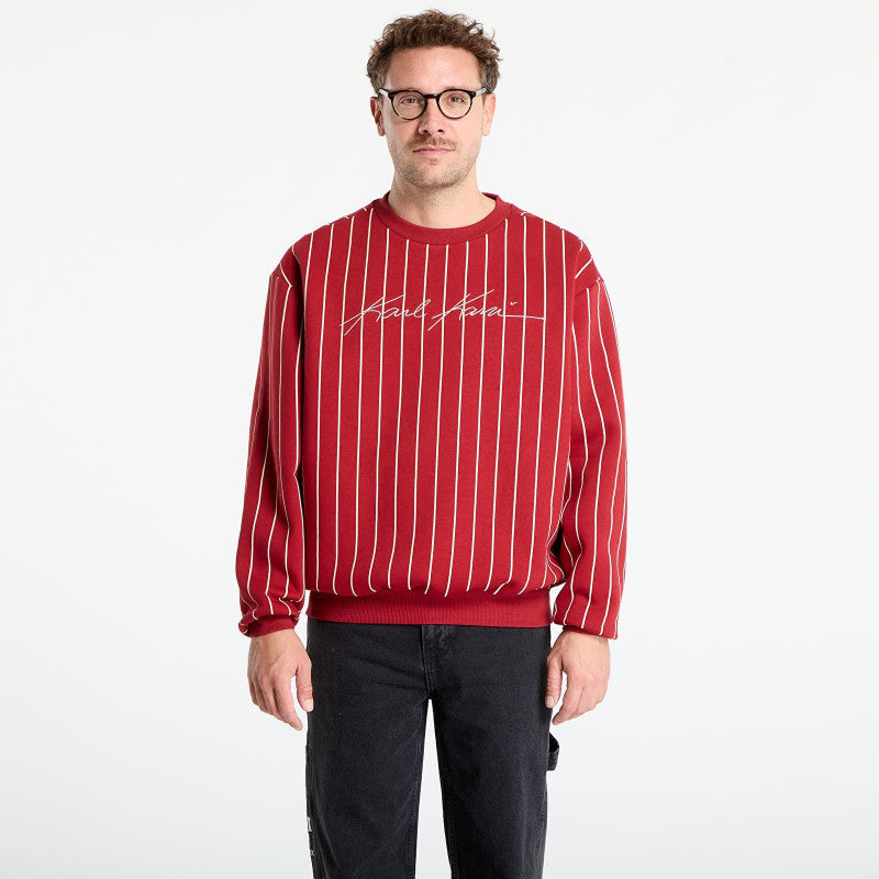 Karl Kani Autograph Pinstripe Sweat Os Crewneck Red