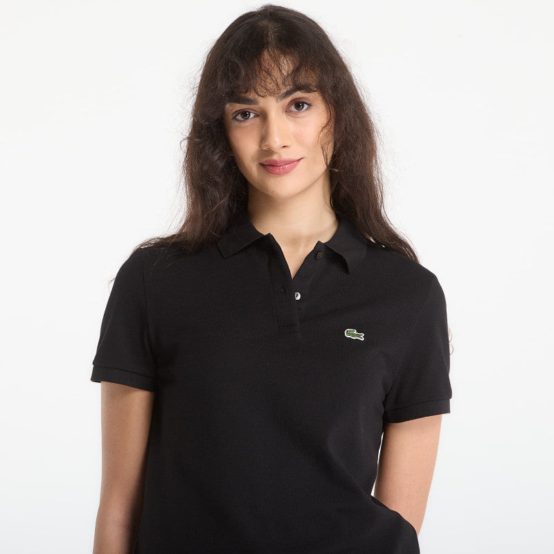 LACOSTE Short Sleeved Ribbed Collar Shirt Black