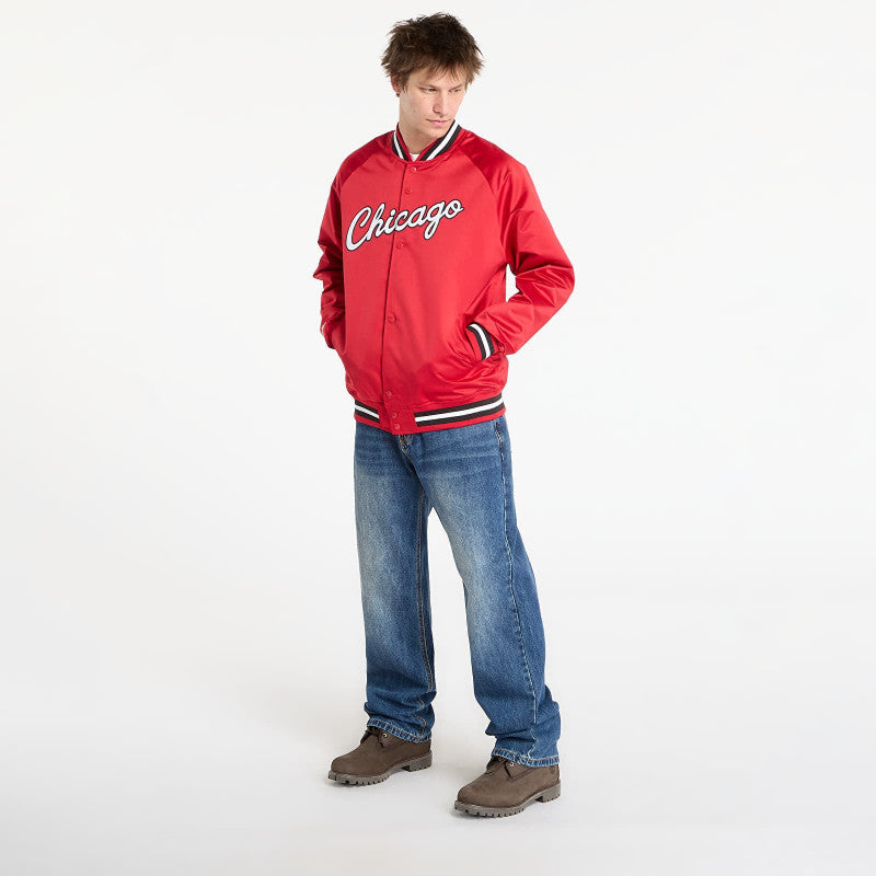 Mitchell & Ness NBA Lightweight Satin Jacket Vintage Logo Bulls Scarlet