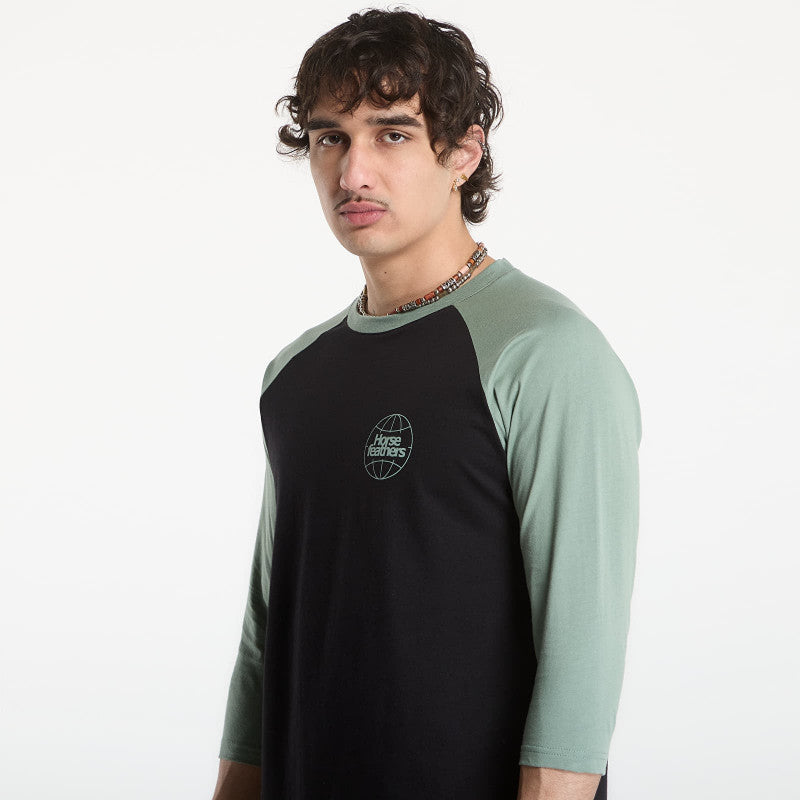 Horsefeathers Global Raglan T-Shirt Black/ Iceberg Green
