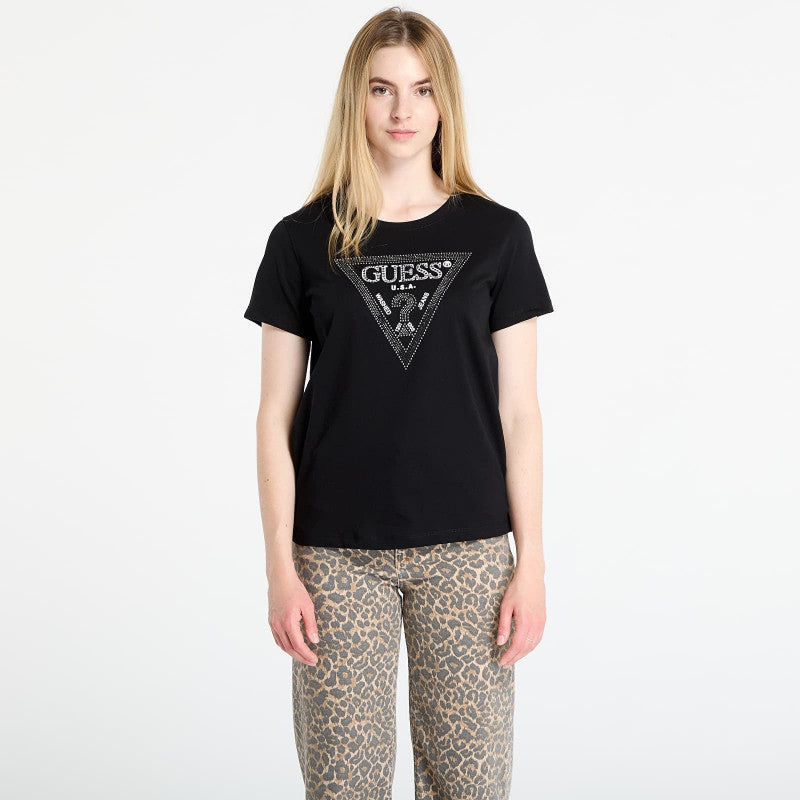 GUESS Ss Cn Krystal Triangle Tee Black