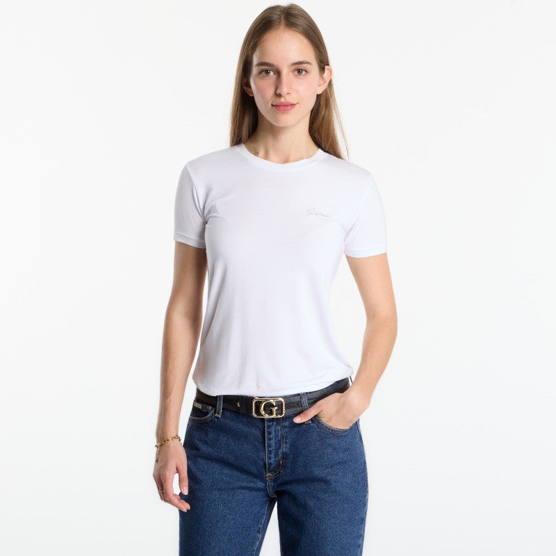 Guess Jeans New Ss Cn Mini Logo Tee Pure White