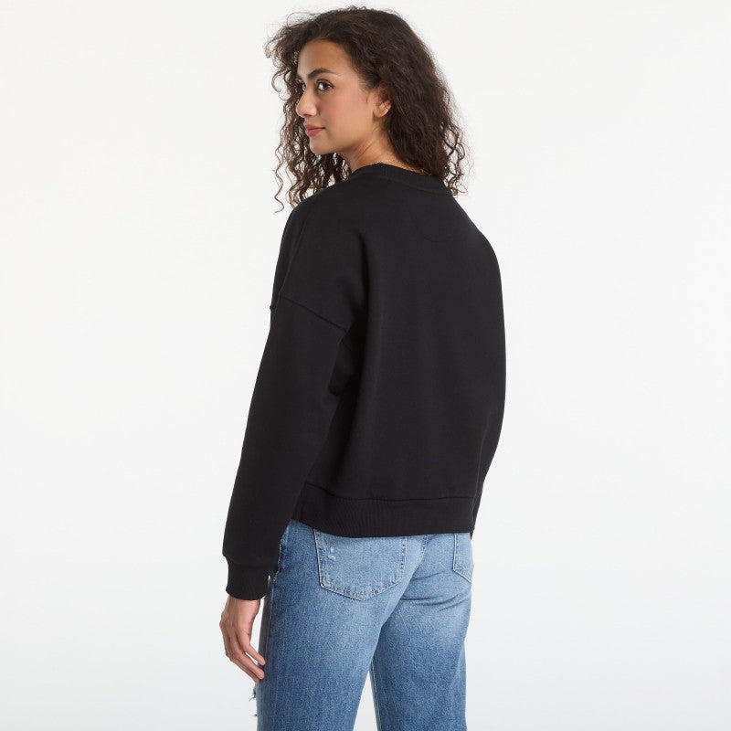 GUESS Cn Triangle Glitter Sweatshirt Jet Black